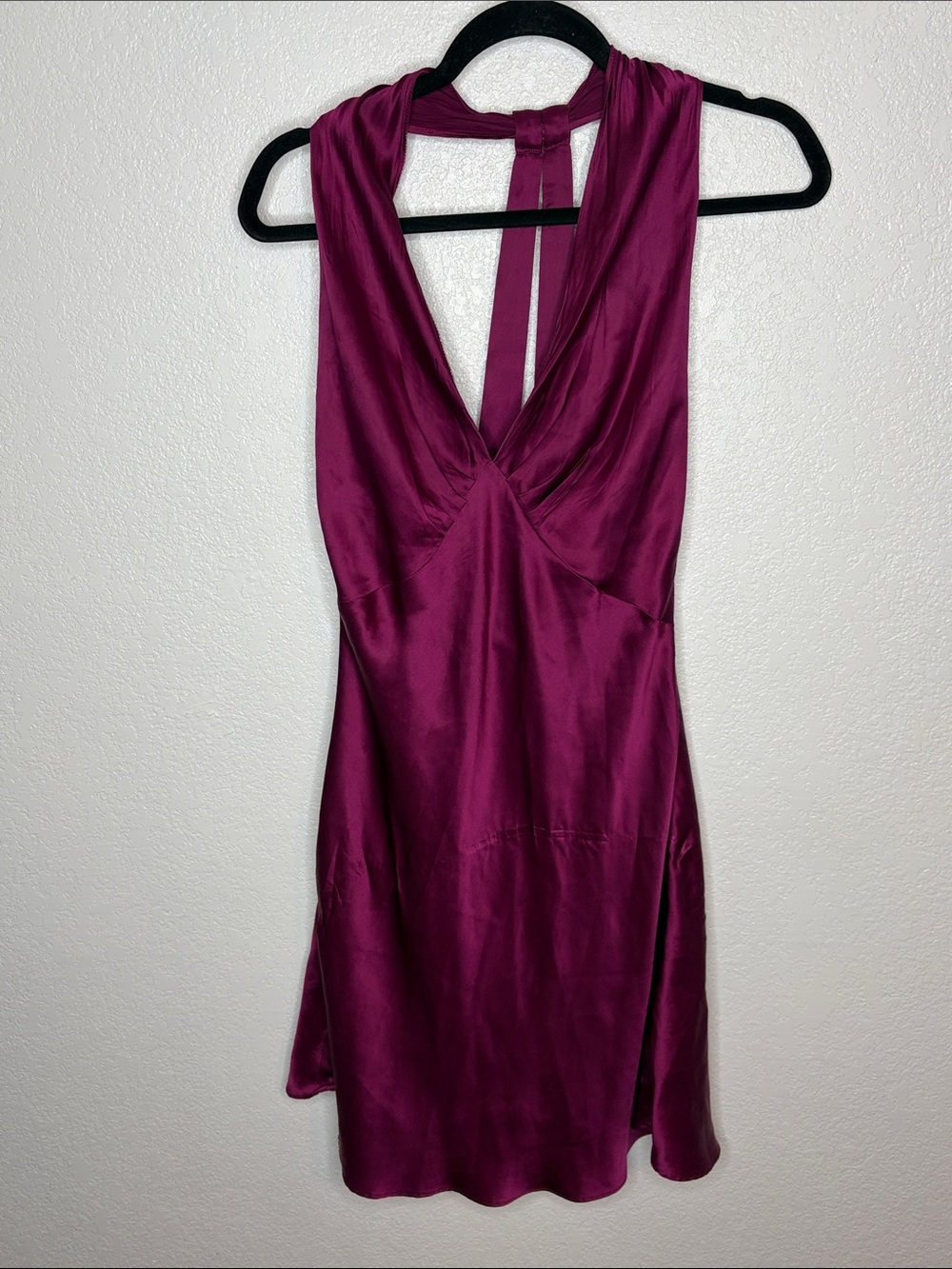 Victoria’s Secret Gold Label Maroon Purple Silk Halter Mini Nightgown Slip Dress